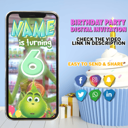 the grinch birthday invitation, the grinch digital invitation, the grinch video invitation, the grinch birthday invite