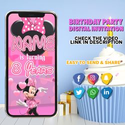 minnie mouse invitation, minnie mouse video invitation, minnie mouse invite, minnie mouse birthday