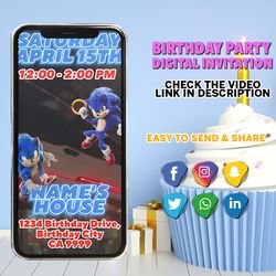 sonic invitation, sonic video invitation, sonic the hedgehog invite, sonic the hedgehog birthday, sonic the hedgehog