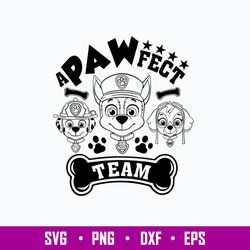 paw patrol a pawfect team svg, paw patrol svg, png dxf eps file