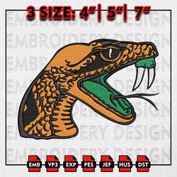 florida am rattlers embroidery files, ncaa d1 teams embroidery designs, florida am rattlers machine embroidery pattern