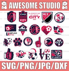 23 files mls logo st. louis city sc svg football team bundle svg, sport svg, football svg, soccer svg, soccer player svg