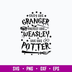 study like granger potter like weasley  like like potter svg, harry potter svg, png dxf eps file