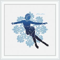 cross stitch pattern sport figure skating skater silhouette snowflake monochrome sportsman counted crossstitch patterns