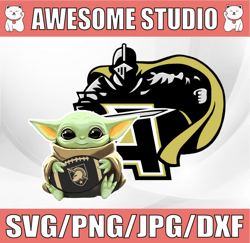 baby yoda with army black kinght football, football png, baby yoda png, ncaa png, sublimation ready, png files for subli