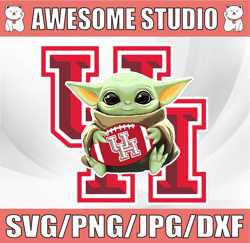 baby yoda with houston cougars football png,  baby yoda png, ncaa png, sublimation ready, png files for sublimation