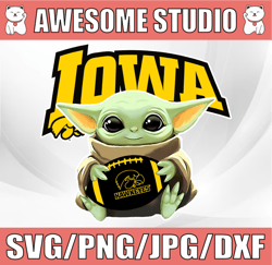 baby yoda with iowa hawkeyes football png,  baby yoda png, ncaa png, sublimation ready, png files for sublimation