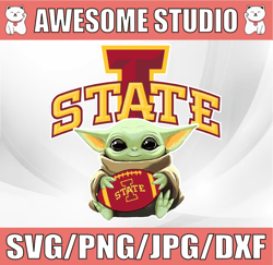 baby yoda with iowa state cyclones football png,  baby yoda png, ncaa png, sublimation ready, png files for sublimation