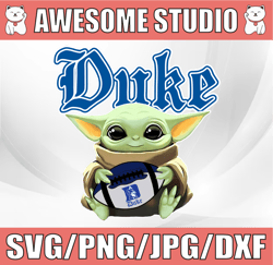 baby yoda with duke bluedevil football png,  baby yoda png, ncaa png, sublimation ready, png files for sublimation