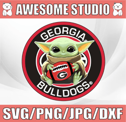 baby yoda with georgia bulldogs football png,  baby yoda png, ncaa png, sublimation ready, png files for sublimation