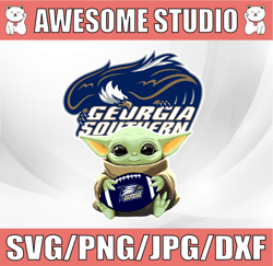 baby yoda with georgia southern eagles football png,  baby yoda png, ncaa png, sublimation ready, png files for sublimat