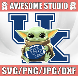 baby yoda with kentucky wildcats football png,  baby yoda png, ncaa png, sublimation ready, png files for sublimation