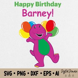 happy birthday barney svg, barney digital designs, barney svg