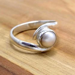 freshwater pearl 925 solid silver rings for women, pearl handmade unique ring jewelry for anniversary gift su1r1231