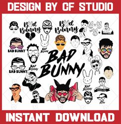 bundle layered svg, bad bunny svg, el conejo malo svg, instant download, bad bunny, cartoon bunny svg