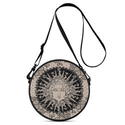 round satchel bags single zippered round closure and adjustable shoulder strap