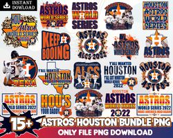 15 astros png files, houston world series champions 2022 bundle png file digital download, astros world series champions