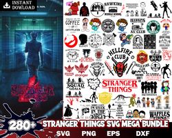 280 stranger things svg dxf eps png, mega bundle stranger things svg, for cricut, silhouette,digital , instant download