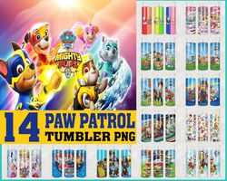 paw patrol tumbler png bundle, skinny tumbler png, kids cartoon png