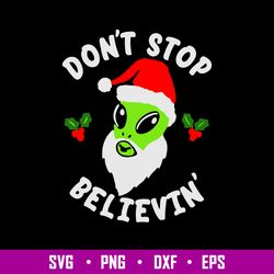 alien don_t stop belive svg, alien claus hat, belive svg, christmas svg, png dxf eps file