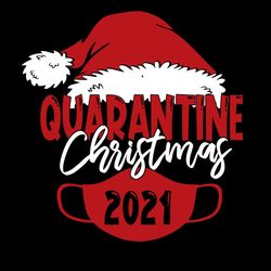 quarantine christmas 2021 santa red hat svg png