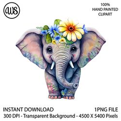 baby elephant sublimation clipart. elephant clip art. cute character. hand drawn graphics. digital download.