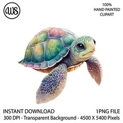 cute turtle clipart. sea turtle sublimation clipart. ocean turtle clip art. hand drawn graphics. digital download.