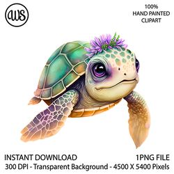 cute turtle clipart. sea turtle sublimation clipart. ocean turtle clip art. hand drawn graphics. digital download.