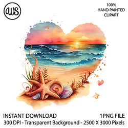 retro beach sunset clipart. summer clipart. summer sublimation clipart. watercolor clipart. digital download.