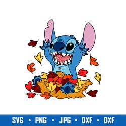 stitch autumn leaves svg, autumn leaves svg, stitch svg, cartoon svg, png jpg dxf eps digital file