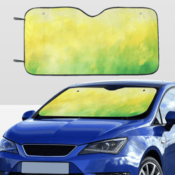 spring yellow and green watercolor style car sunshade