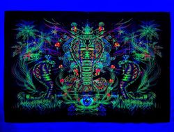 trippy poster "royal cobra" blacklight tapestry wall art uv active fluorescent gobelin psychedelic backdrop