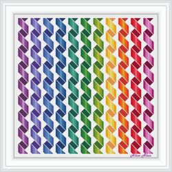 cross stitch pattern panel serpentine ornament rainbow monochrome abstract pillow napkin counted crossstitch patterns