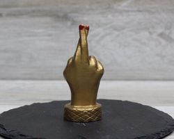 crossed fingers, middle finger up sculpture, hand figure, gag gift, funny gift