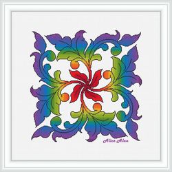 cross stitch pattern floral ornament rainbow monochrome panel abstract pillow napkin counted crossstitch patterns pdf