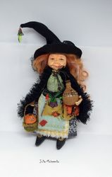 miniature witch 1/12th scale handmade ooak doll old lady / granny