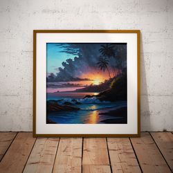 hawaii sunset - downloadable and printable digital painting