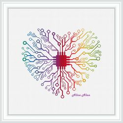 cross stitch pattern heart electronic silhouette geometric ornament rainbow abstract counted crossstitch patterns pdf