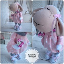 digital download, rag doll pattern, sheep doll sewing pattern, diy doll tutorial, doll body making, diy soft doll