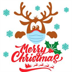 merry christmas reindeer wearing mask svg