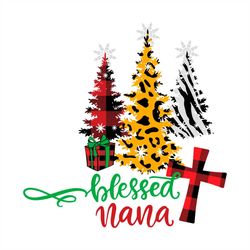 blesed nana buffalo plaid cross svg