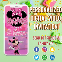 minnie mouse invitation, minnie mouse video invitation, minnie mouse invite, minnie mouse birthday