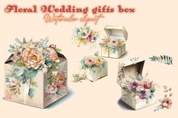 floral wedding gifts box watercolor clipart