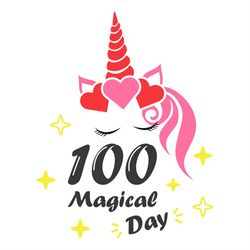 100 magical day svg, cute unicorn back to school svg png