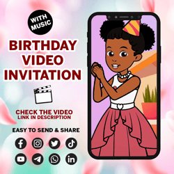 gracie's corner birthday video invitation, gracie animated invite, gracie digital custom invite, gracie birthday