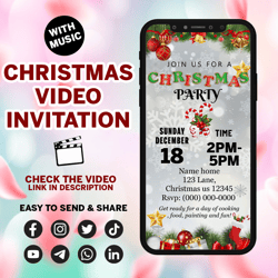 merry christmas party invitation, kids christmas party, digital christmas invitation, electronic christmas, holiday