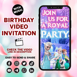 frozen invitation, frozen video invitation, frozen birthday invite, elsa birthday invite, elsa frozen party, digital