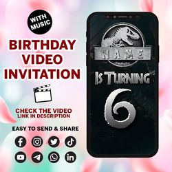 jurassic world video invitation, jurassic park animated invitation, dinosaur animated video, jurassic world party