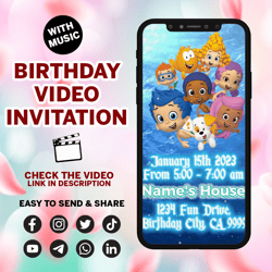 bubble guppies invitation, bubble guppies video invitation, bubble guppies invite, bubble guppies birthday