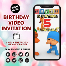 pocoyo invitation, pocoyo birthday video invitation, pocoyo video invitation